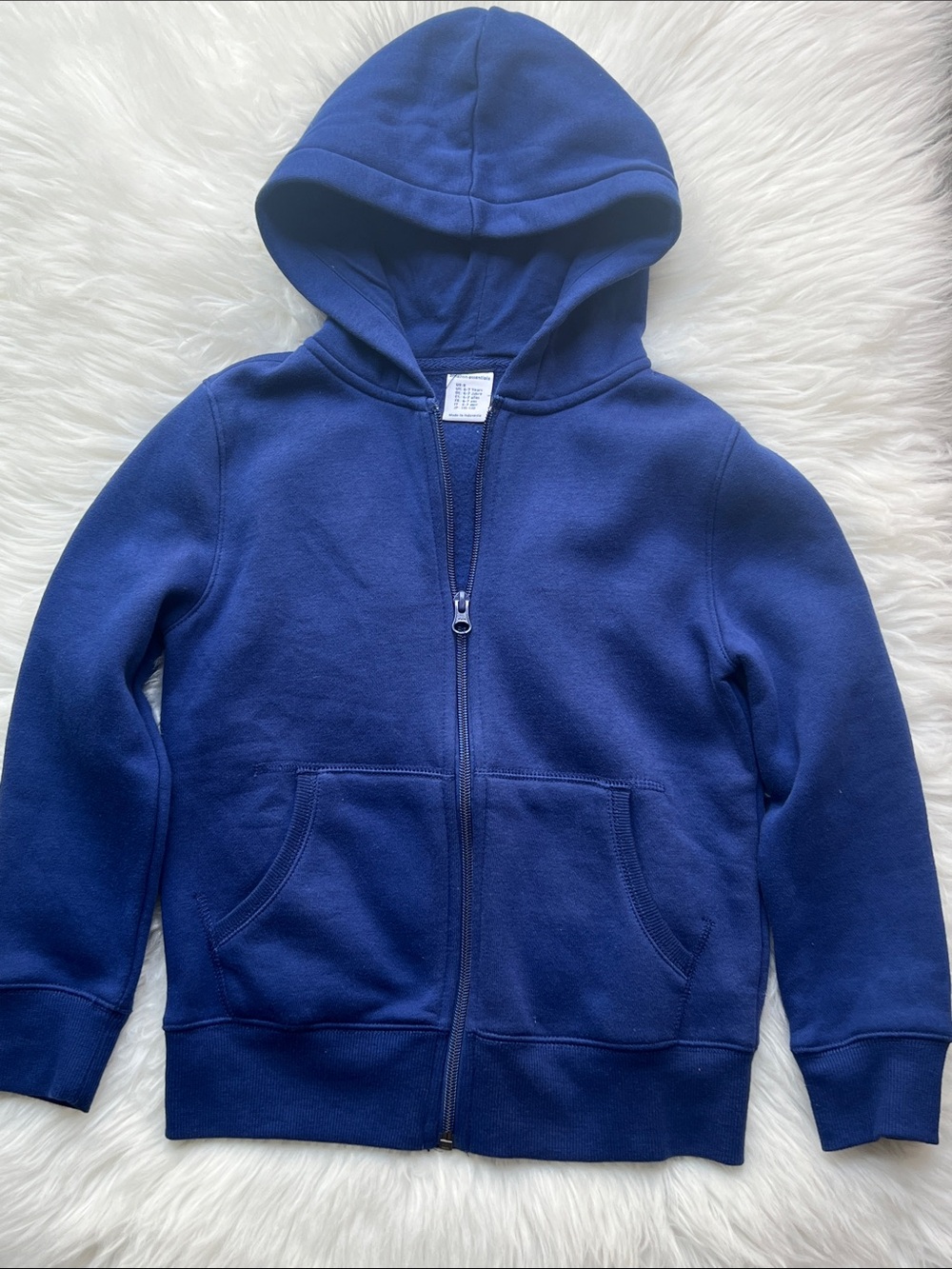 Amazon Essentials Boys Blue Full-Zip Hooded Sweatshirt